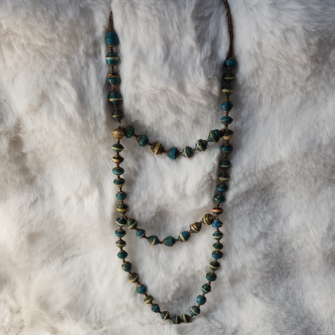 Teng Yue Elegant Turquoise And Gold Beaded Necklace